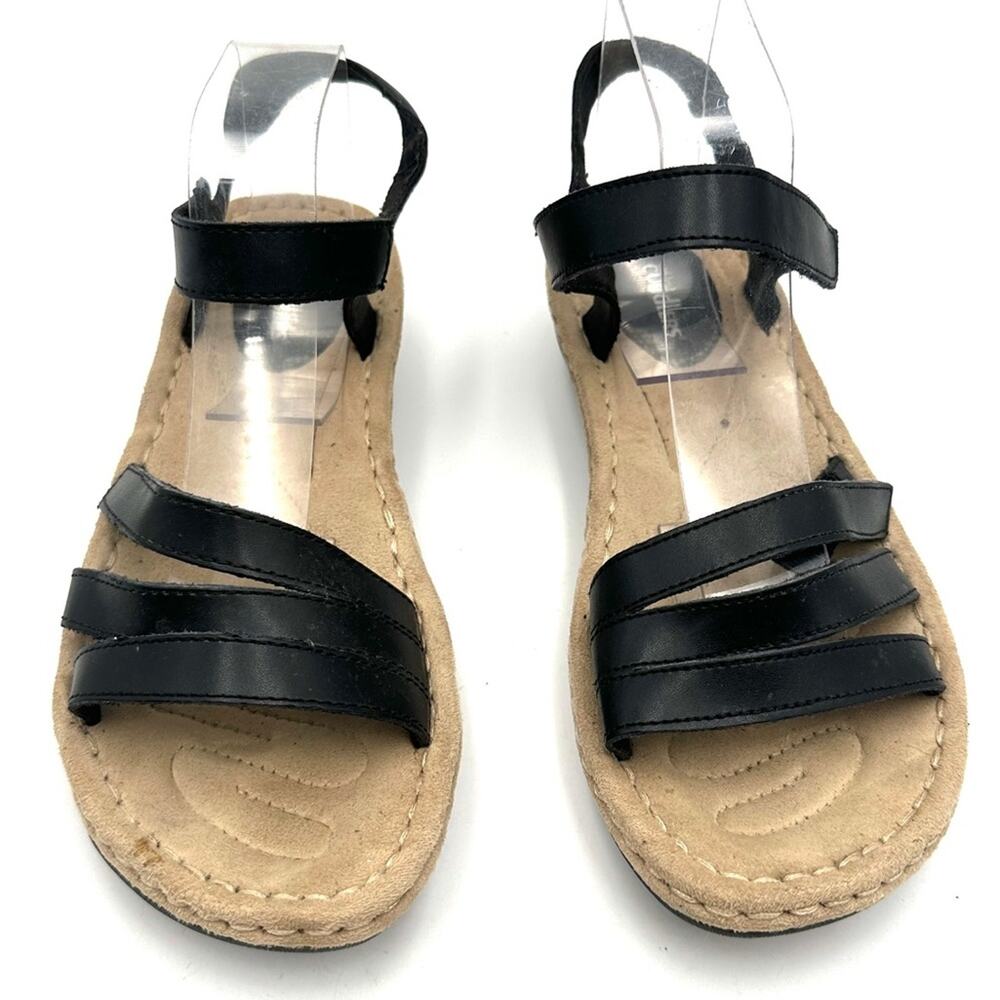 Cobbie Cuddlers Ritza Platform Wedge Sandals Black LEATHER - SIZE 9.5